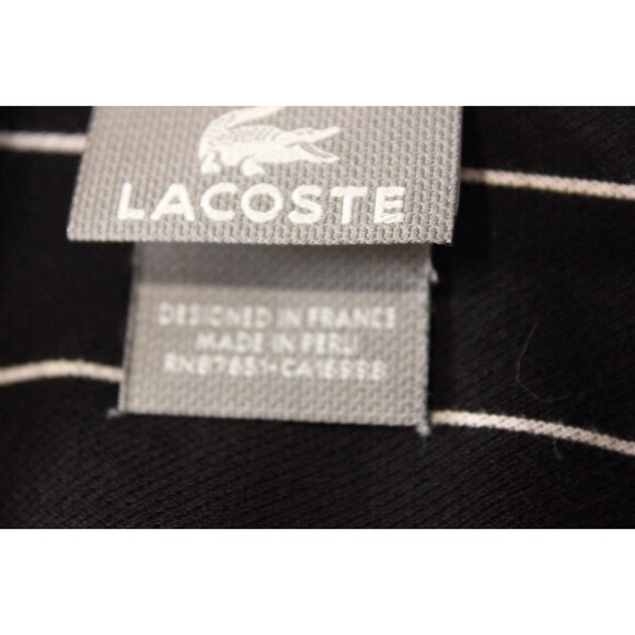 Lacoste Polo Shirt Black Striped Cotton Gray ALLIGATOR Sz 5 Us Sz M - Picture 9 of 10